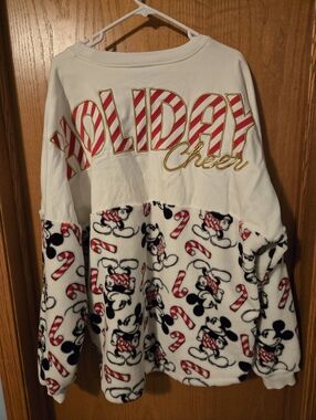 Holiday Cheer Sweater with Candy Cane Mickey Print Disney Spirit Jersey